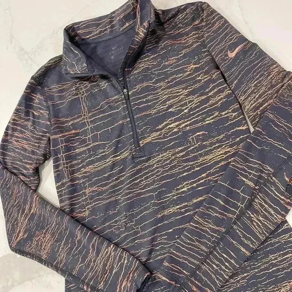 Nike Pro DriFit HalfZip Pullover Activewear Top BlueCopper Womens Large TightFit - Picture 2 of 6